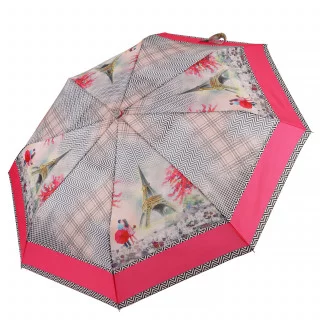Зонт женский FABRETTI, UFLR0013-5 розовый/серый