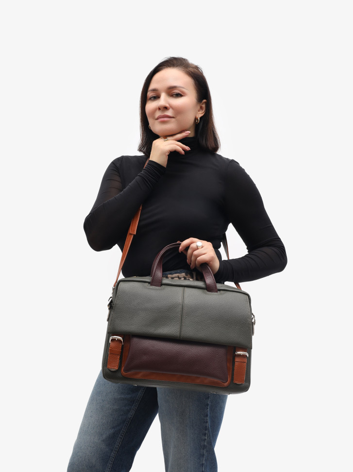 Портфель Protege, Ц-206.1 хаки/бордовый/охра Портфель Protege, Ц-206.1 хаки/бордовый/охра