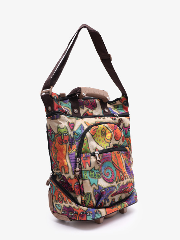 Сумка-трансформер дорожная хозяйственная на 2 колёсах TsV 526,22  кошки/капучино