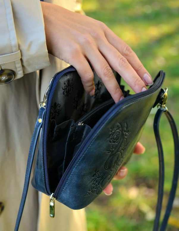 Женская кожаная сумка Natalia Kalinovskaya С83п "Уна" синяя