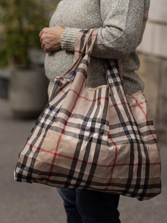 Сумка-трансформер Ж01-0224 клетка бежевая