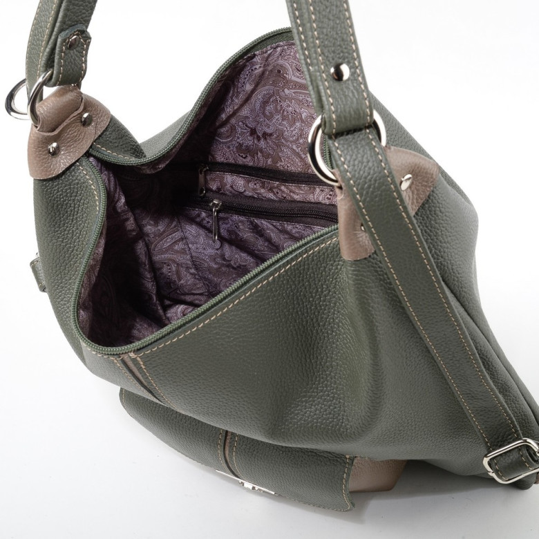 Сумка-рюкзак Sumkov 284 зелёная/бежевая