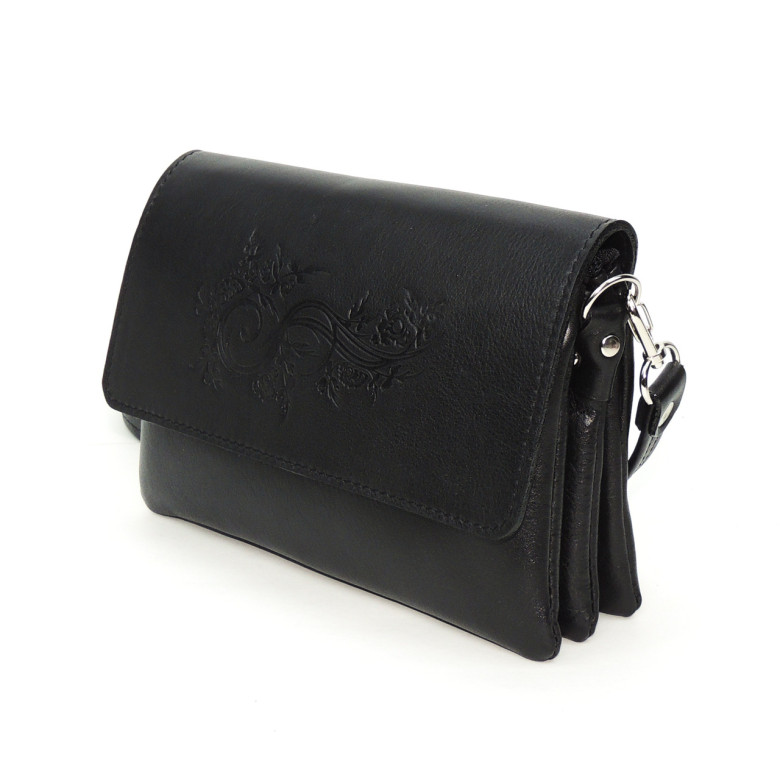Черная женская кожаная сумка Natalia Kalinovskaya «Мальта» Растение