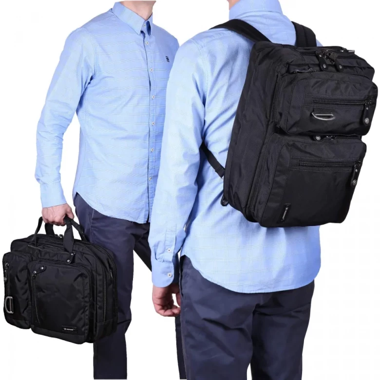 Сумка-рюкзак трансформер из текстиля Numanni 356 чёрная