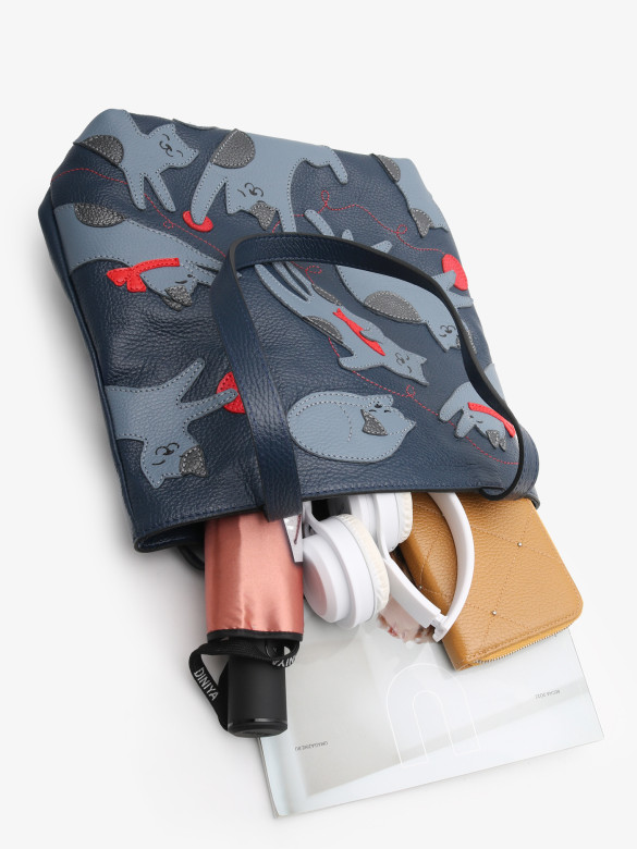 Сумка женская Protege, ДС-517-284 Кот №52 синий флотер