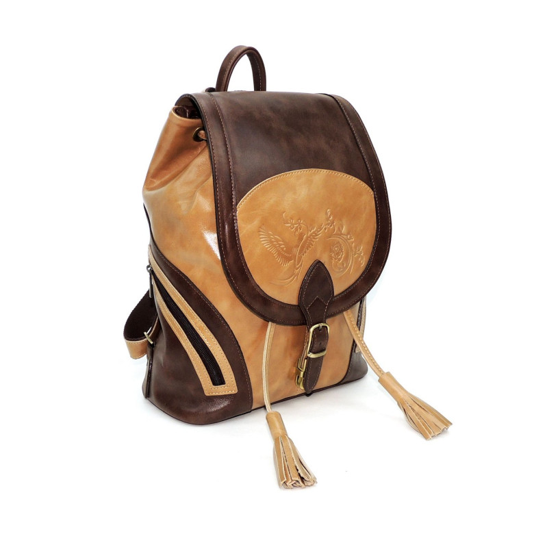 Рюкзак женский Natalia Kalinovskaya, "Ксантия" бежевый/коричневый Рюкзак женский Natalia Kalinovskaya, "Ксантия" бежевый/коричневый