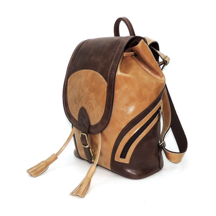 Рюкзак женский Natalia Kalinovskaya, "Ксантия" бежевый/коричневый Рюкзак женский Natalia Kalinovskaya, "Ксантия" бежевый/коричневый