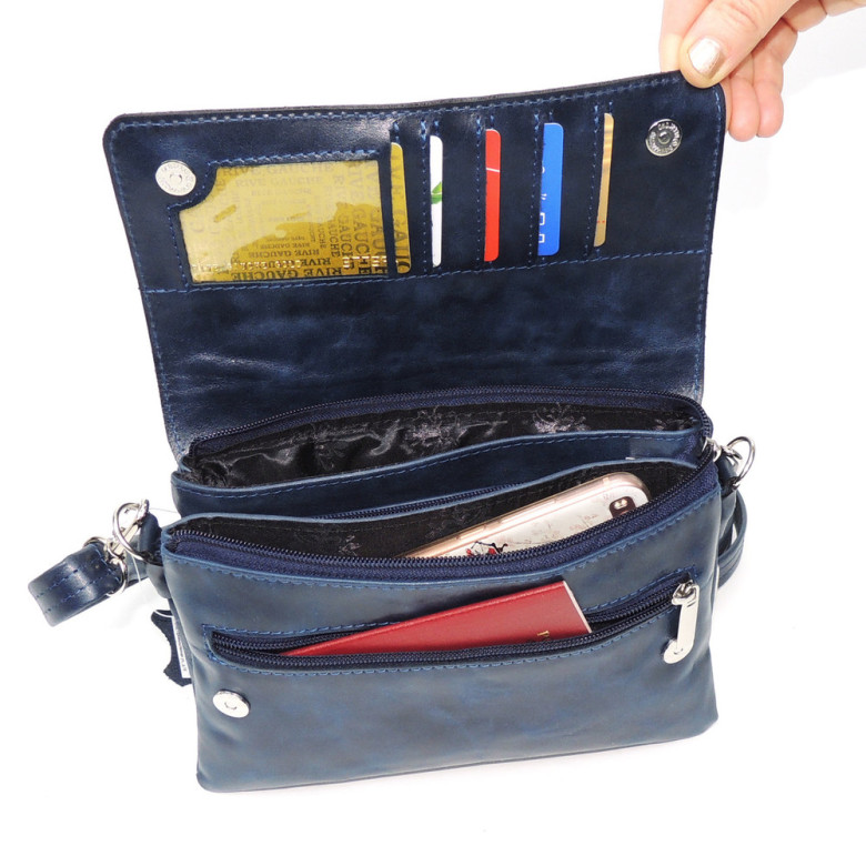 Синяя женская кожаная сумка Natalia Kalinovskaya «Роксан» Растение