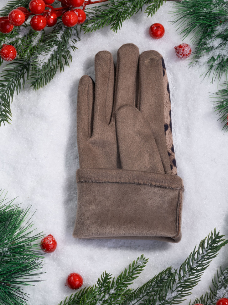 Перчатки женские Victory Леопард бежевые Перчатки женские Victory Леопард бежевые