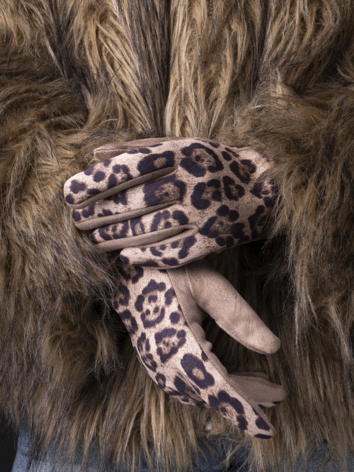 Перчатки женские Victory Леопард бежевые Перчатки женские Victory Леопард бежевые