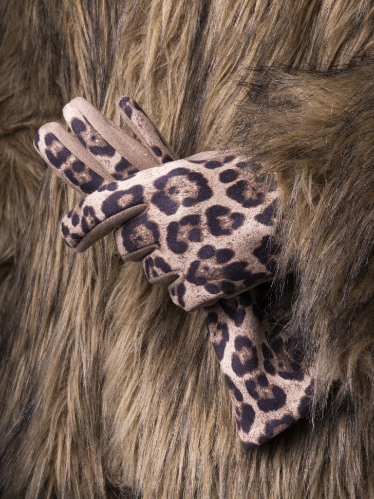 Перчатки женские Victory Леопард бежевые Перчатки женские Victory Леопард бежевые