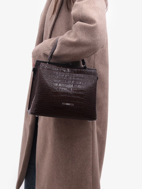 Сумка женская Karya 2427 тёмно-коричневый крокодил