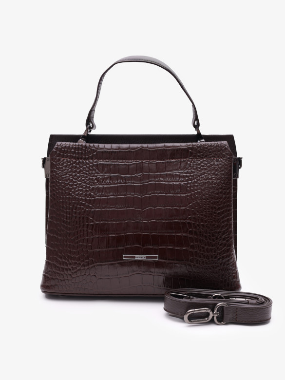 Сумка женская Karya 2427 тёмно-коричневый крокодил