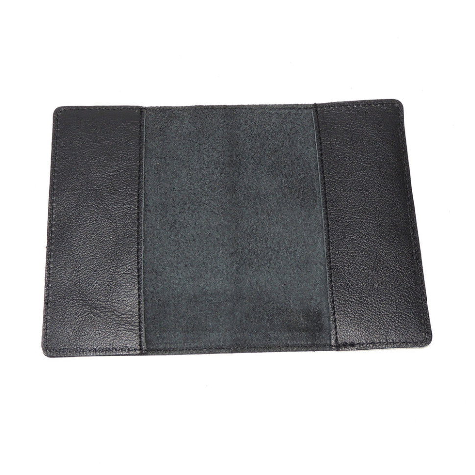 Обложка для паспорта черная кожаная ОП-71 Птица Обложка для паспорта черная кожаная ОП-71 Птица