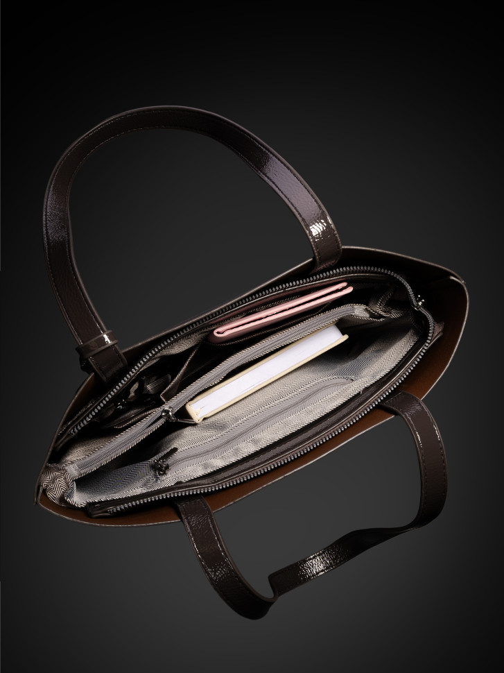 Сумка женская Baggins KDL-1300 лак тёмно-серый