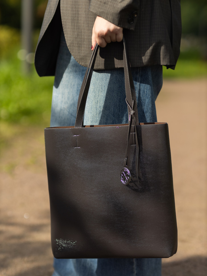 Сумка женская Baggins KDL-1300 лак тёмно-серый