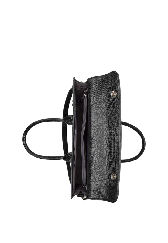 Сумка Esse 78626 ДАРСИ DARK кожа кайман черная