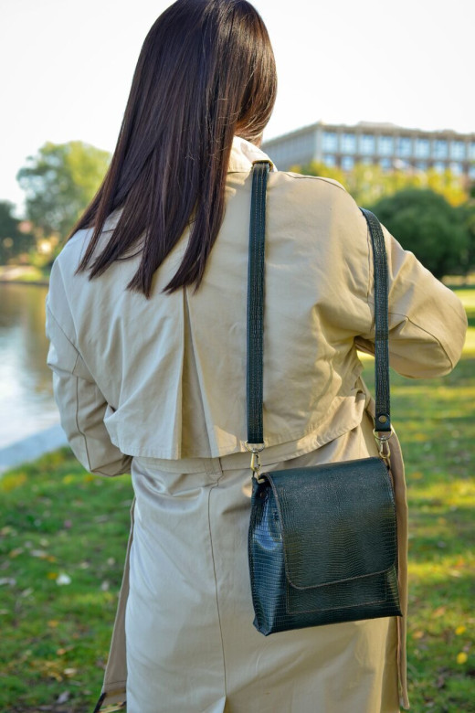 Женская кожаная сумка Natalia Kalinovskaya С86р-932 зелёная рептилия