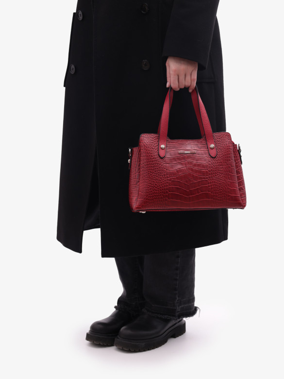 Сумка женская Karya 2390 красный крокодил флотер