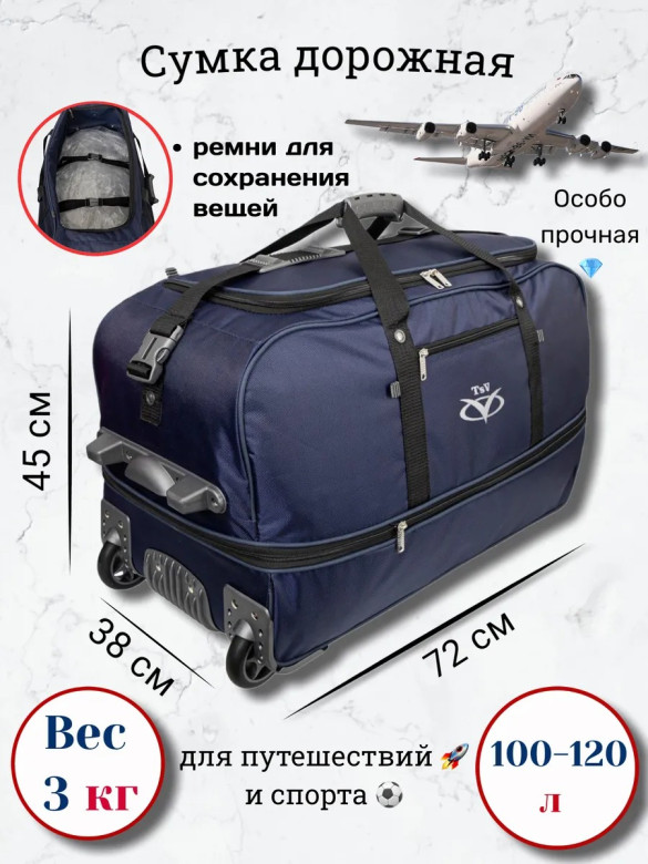 Сумка дорожная TSV 445,2Д синяя/металл