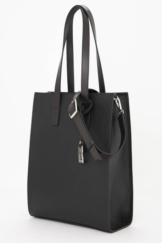 Сумка Protege  Ц-594 чёрный флотер+коричневая гладкая