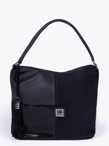 Сумка женская Gilda Tohetti 62455 чёрная лазер/замша Сумка женская Gilda Tohetti 62455 чёрная лазер/замша