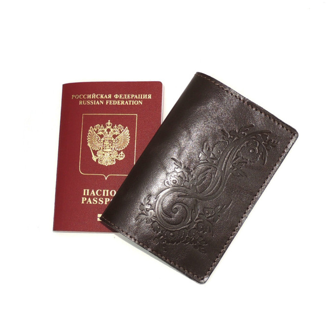 Обложка для паспорта кожаная Коричневый, Растение Обложка для паспорта кожаная Коричневый, Растение