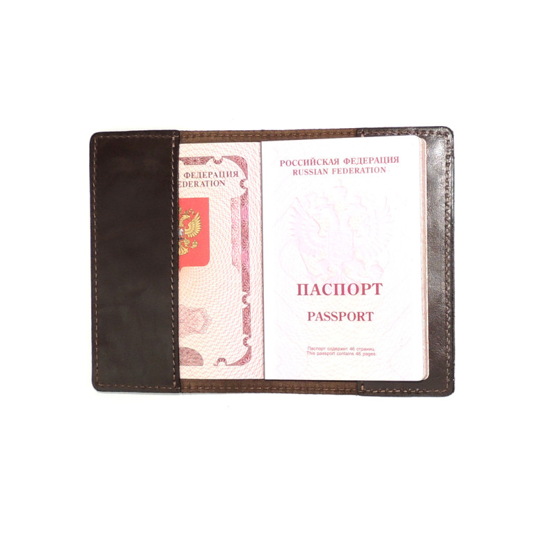 Обложка для паспорта кожаная Коричневый, Растение