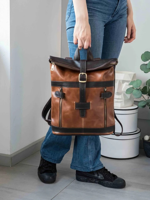 Сумка-рюкзак Natalia Kalinovskaya "Иста" рыжая/коричневая флотер