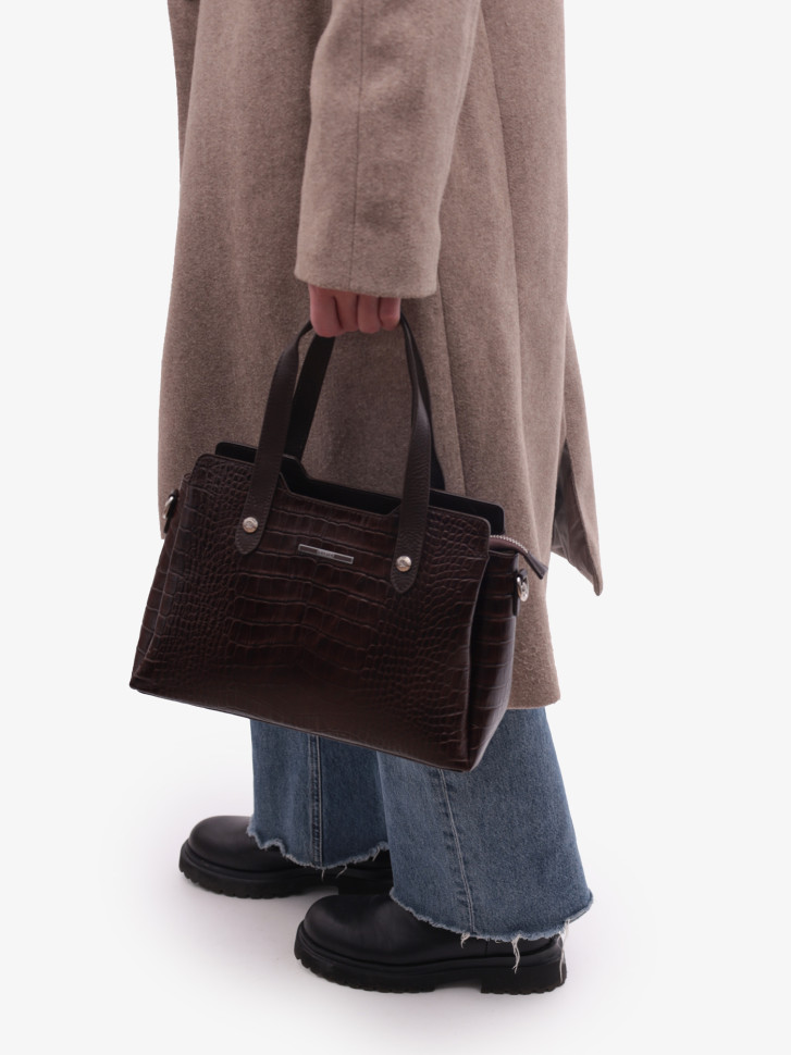 Сумка женская Karya 2390 тёмно-коричневый крокодил Сумка женская Karya 2390 тёмно-коричневый крокодил