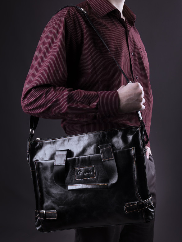 Сумка мужская Baggins 1015 черная пул ап(портфель)