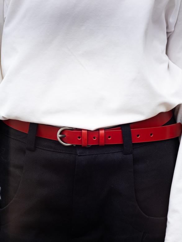 Ремень женский Варяг 1326 M.P. красный гладкий